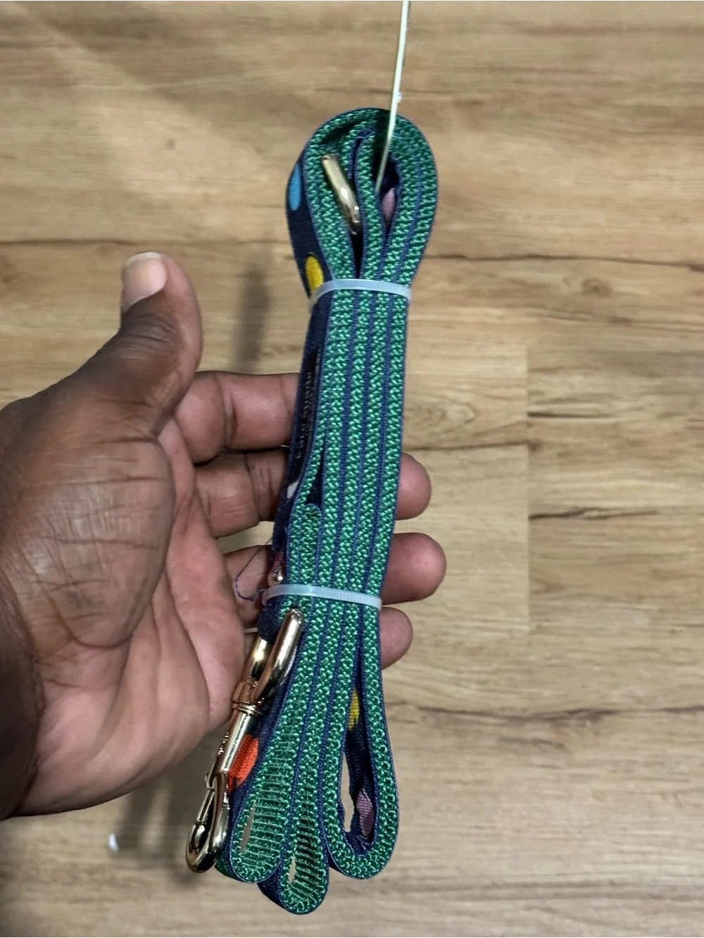 kate spade kids navy dot pet leash with multicolor circles